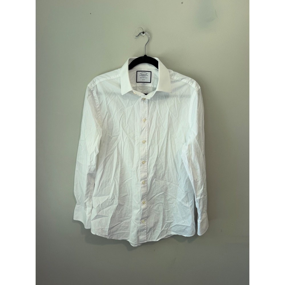 Charles Tyrwhitt White Slim Fit Cotton Dress Shirt 15.5 33 Men Business Formal